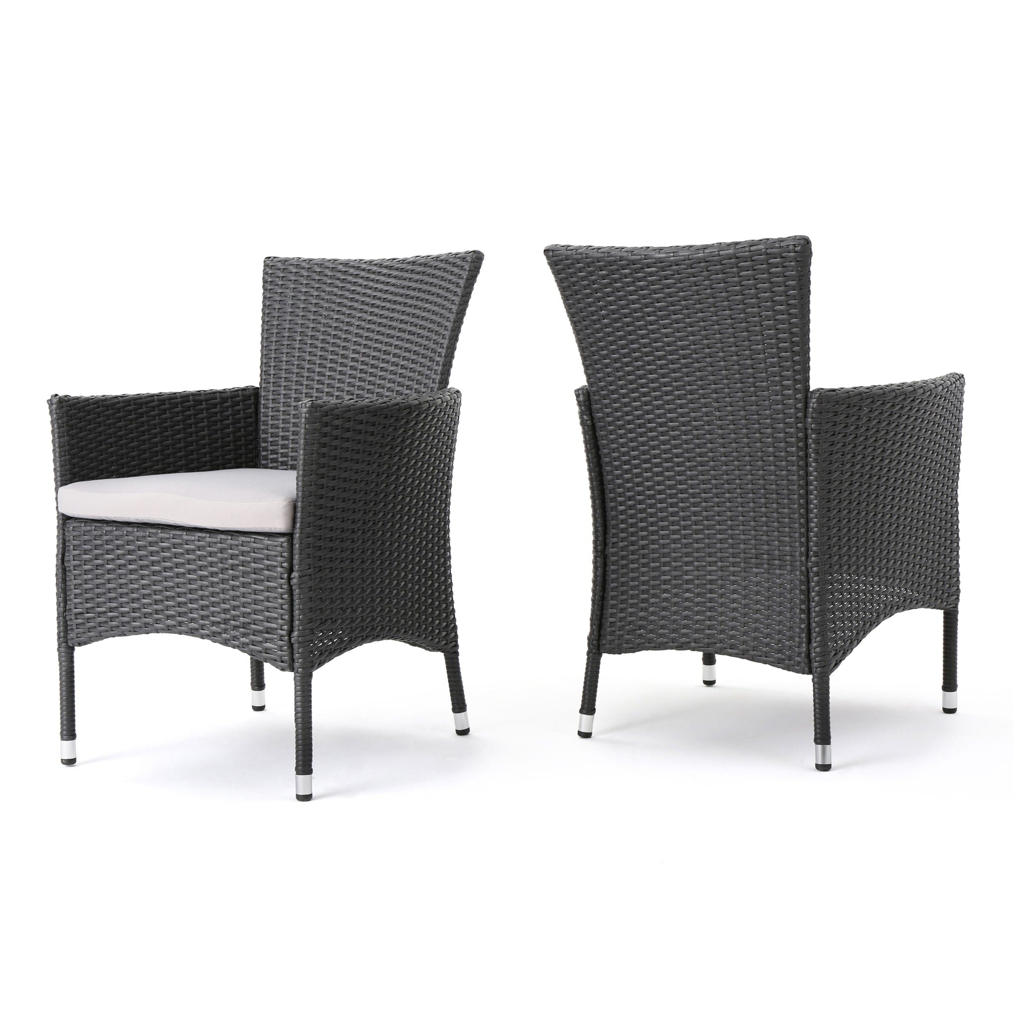 Dimensional Outdoor Dining Chair With Cushion Seat And Iron Frame (Set of 2)
