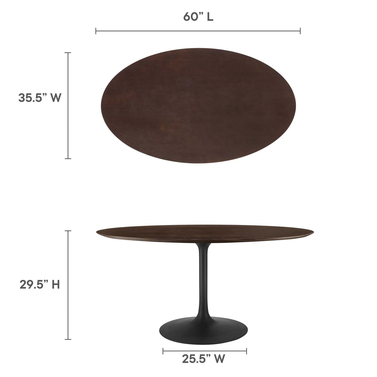 Lippa 60" Oval Wood Dining Table by Modway