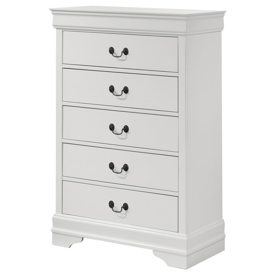 Coaster Fine Furniture Louis Philippe - 5-Drawer Bedroom Chest - White | Meri Furniture