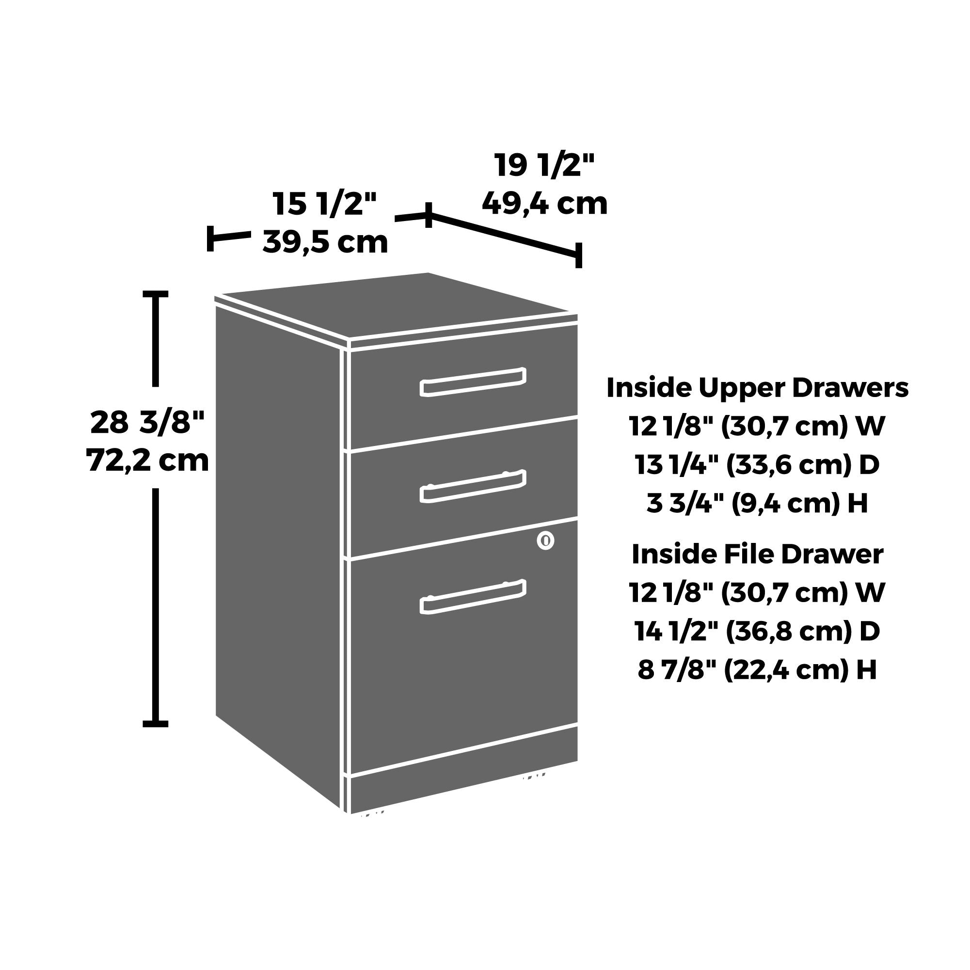 3-Drawer Mobile File Cabinet in Noble Elm