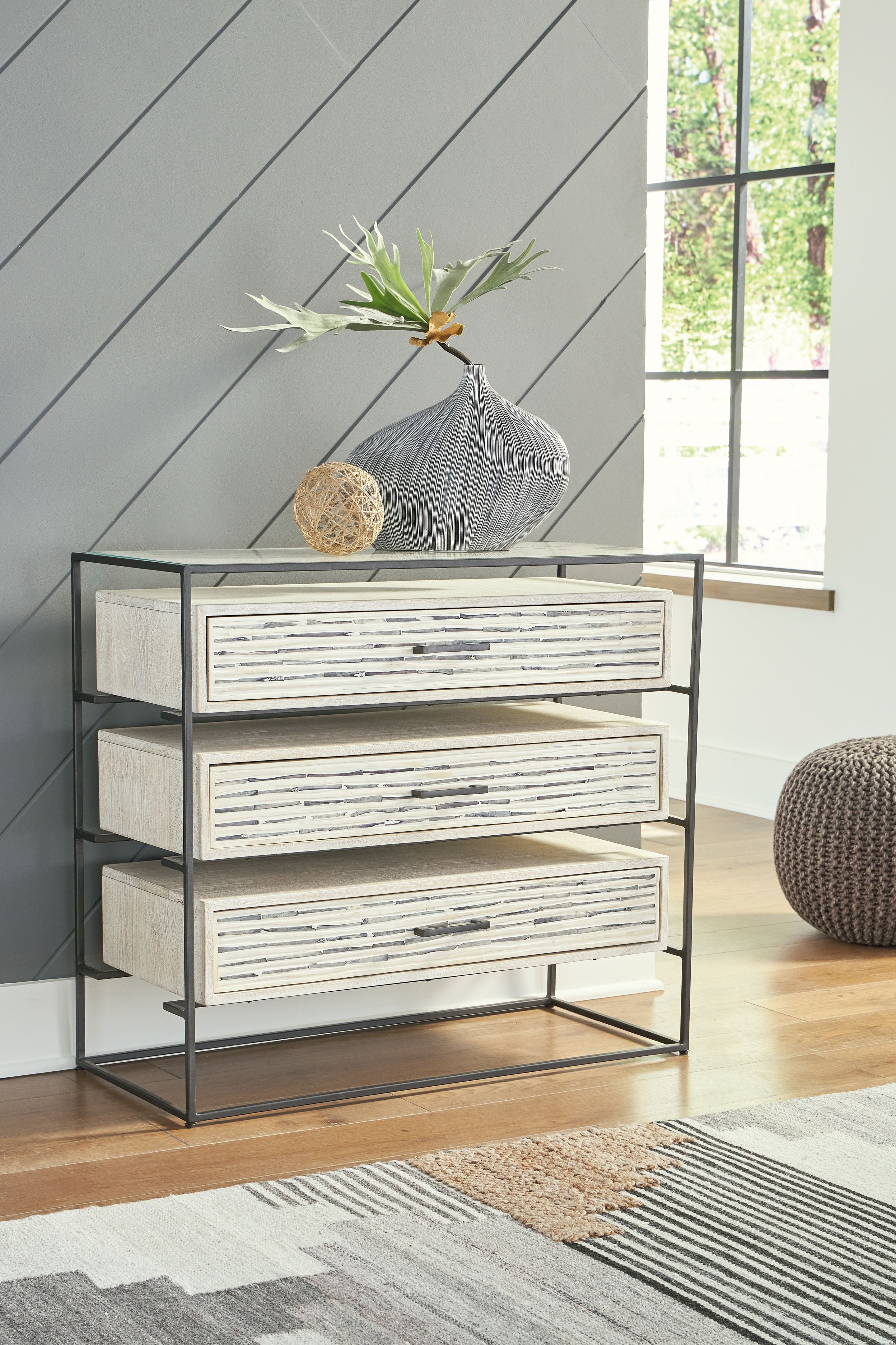 Signature Design by Ashley® Crewridge - Black / Cream - Accent Cabinet | Meri Furniture