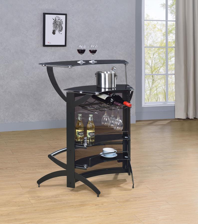 Coaster Fine Furniture Dallas - 2-Shelf Curved Freestanding Home Bar Cabinet | Meri Furniture