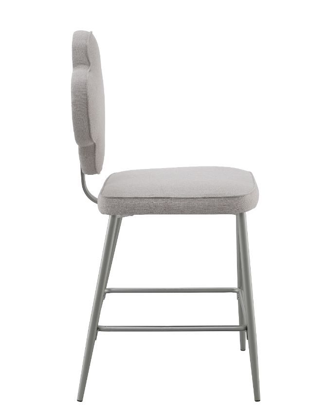 ACME Clover - Counter Height Chair (Set of 2) - Beige Fabric & Champagne Finish | Meri Furniture
