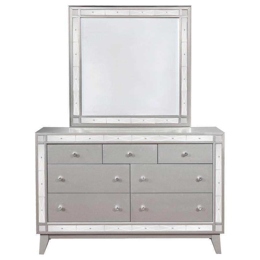 Coaster Fine Furniture Leighton - 7-Drawer Dresser With Mirror - Metallic Mercury | Meri Furniture