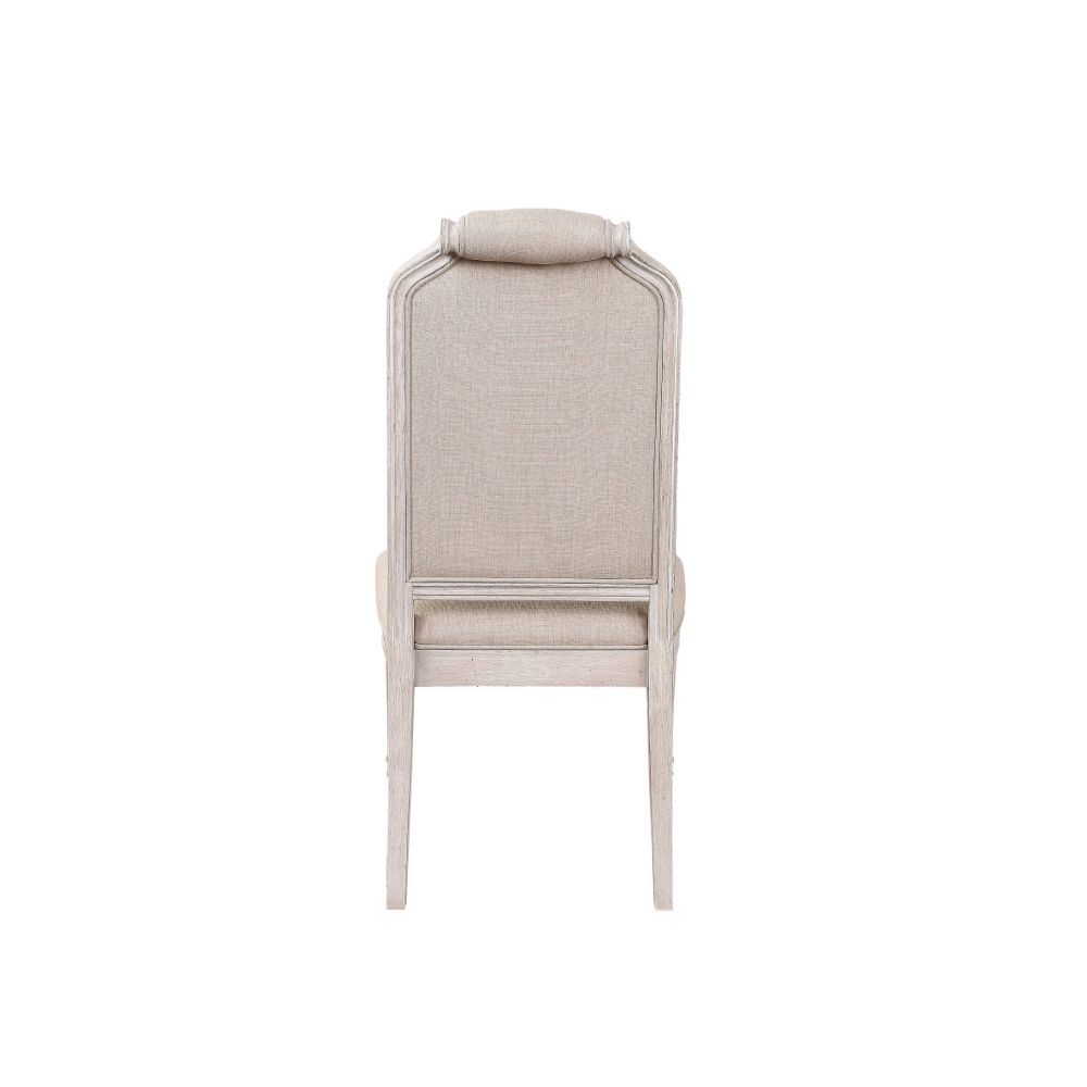 ACME Wynsor - Side Chair (Set of 2) - Fabric & Antique Champagne | Meri Furniture