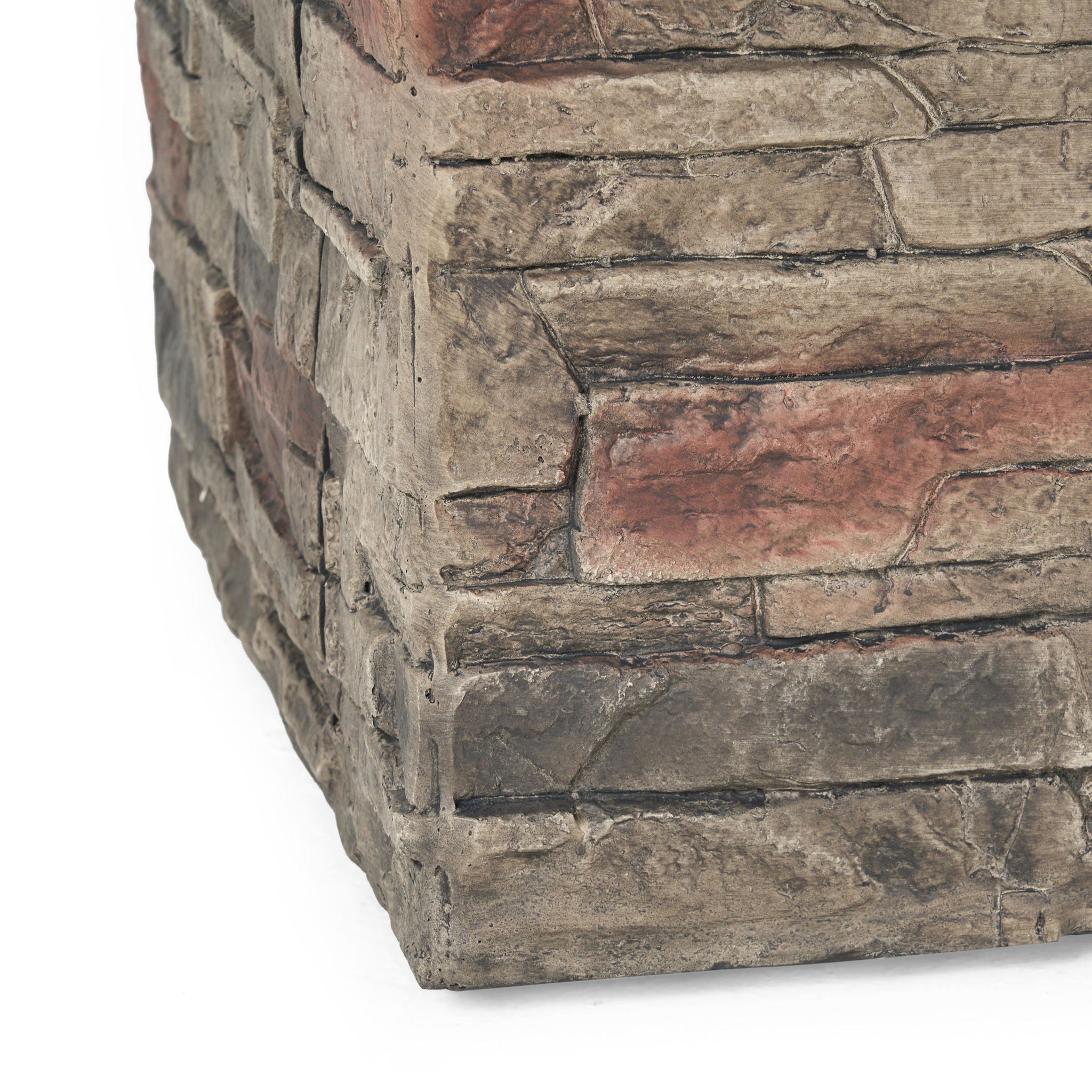 Classic Design Square Fire Pit With Top And 40, 000 Btu Heat Output - Stone Gray