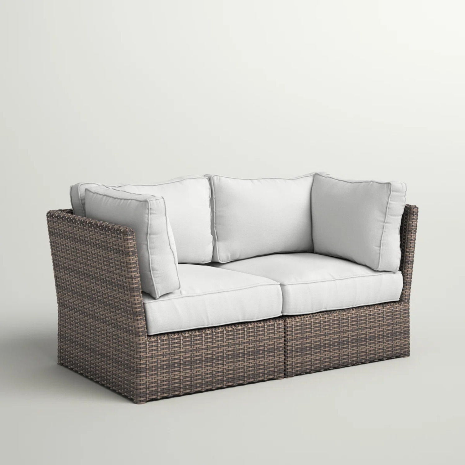 Modern Patio Wicker Loveseat With Cushions
