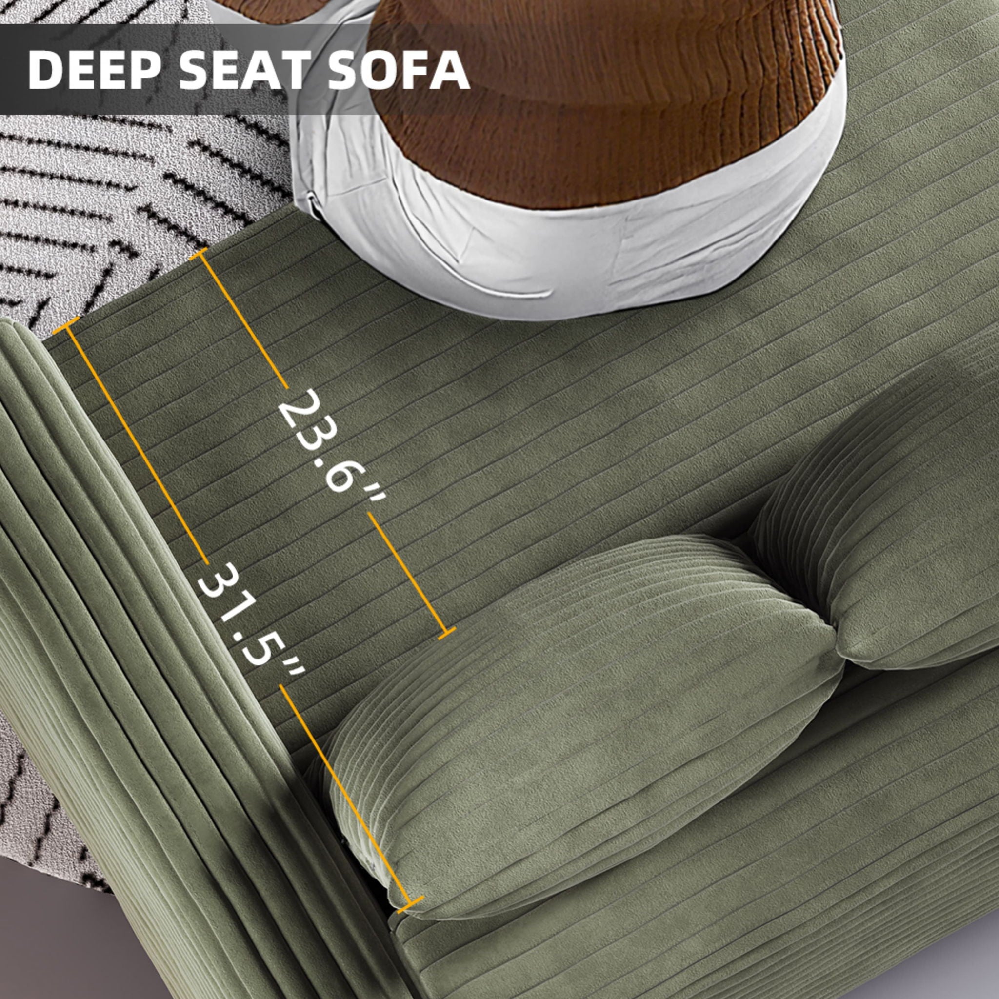 Convertible Deep Seat Sofa With Soft Pillows And Ottomans