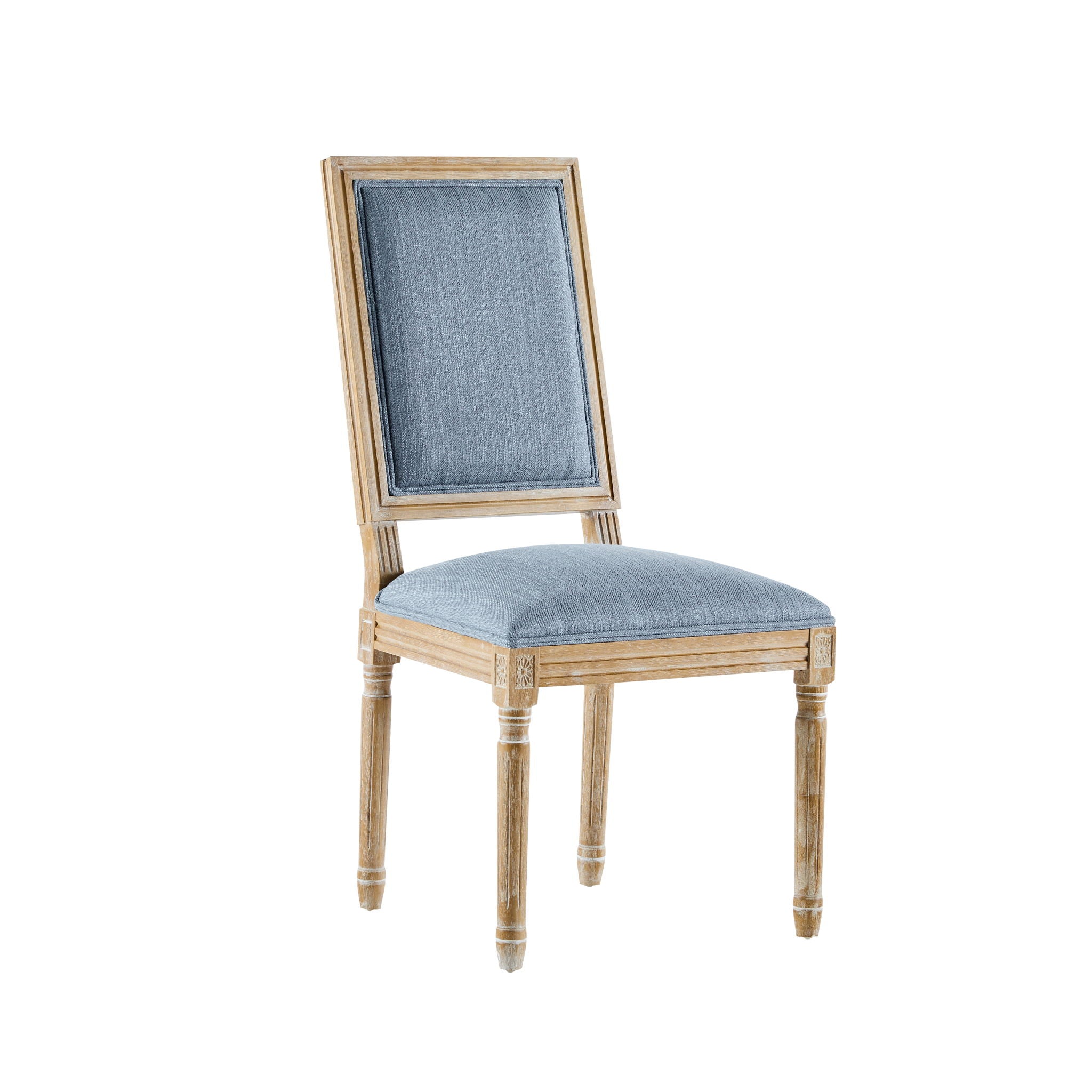 French Country Style Dining Chair With Upholstered Seating And Fluted Legs