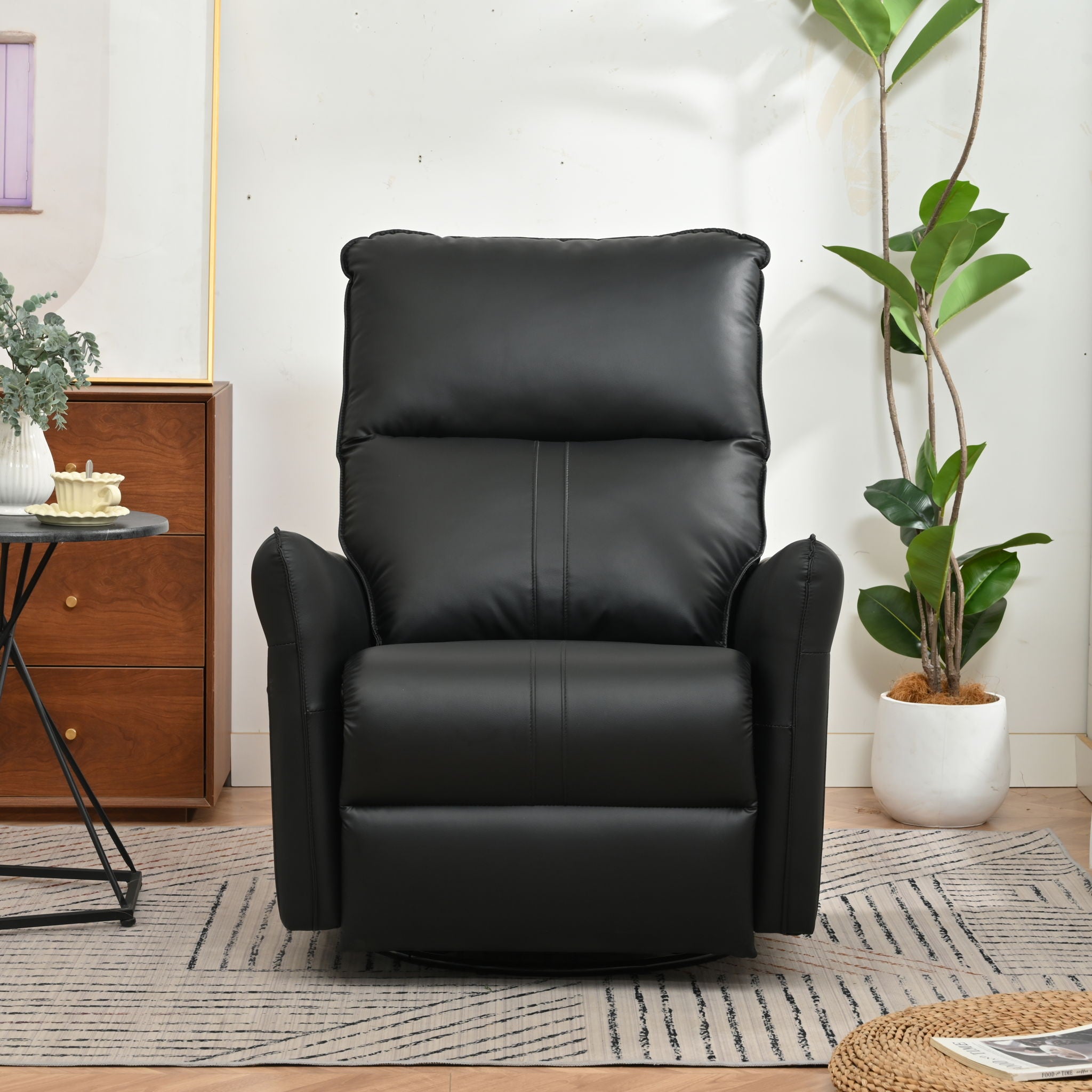 360° Modern Small Rocking Swivel Recliner Chair With Side Pocket
