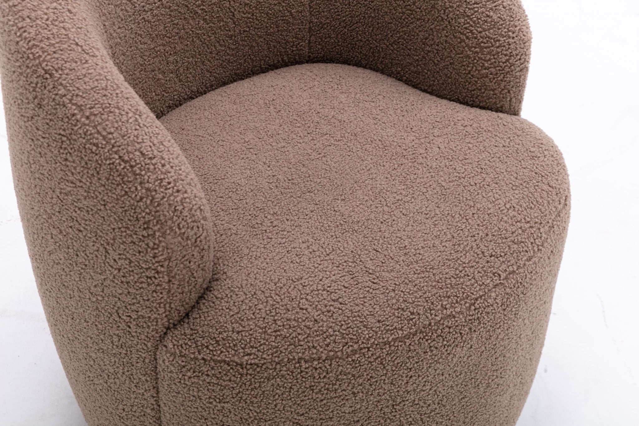 Teddy Fabric Swivel Accent Armchair Barrel Chair With Powder Coating Metal Ring