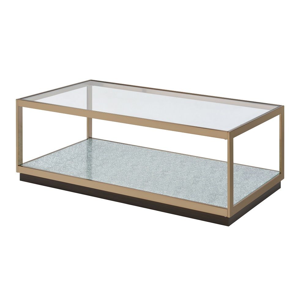 ACME Kaia - Coffee Table - Glass & Gold | Meri Furniture