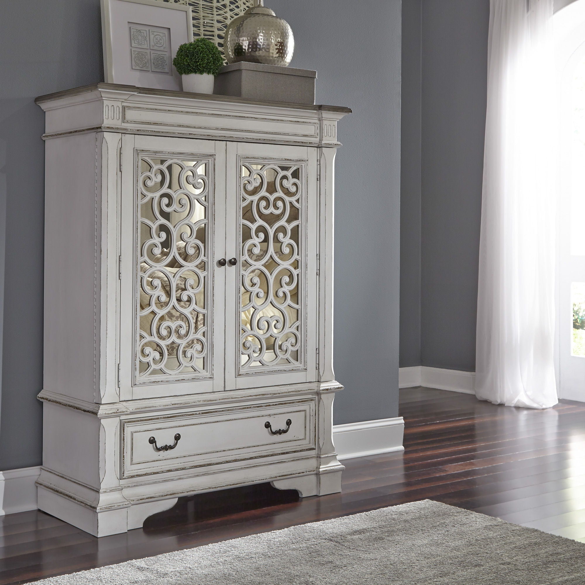 Liberty Furniture Abbey Park - Mirrored Door Chest - White | Meri Furniture