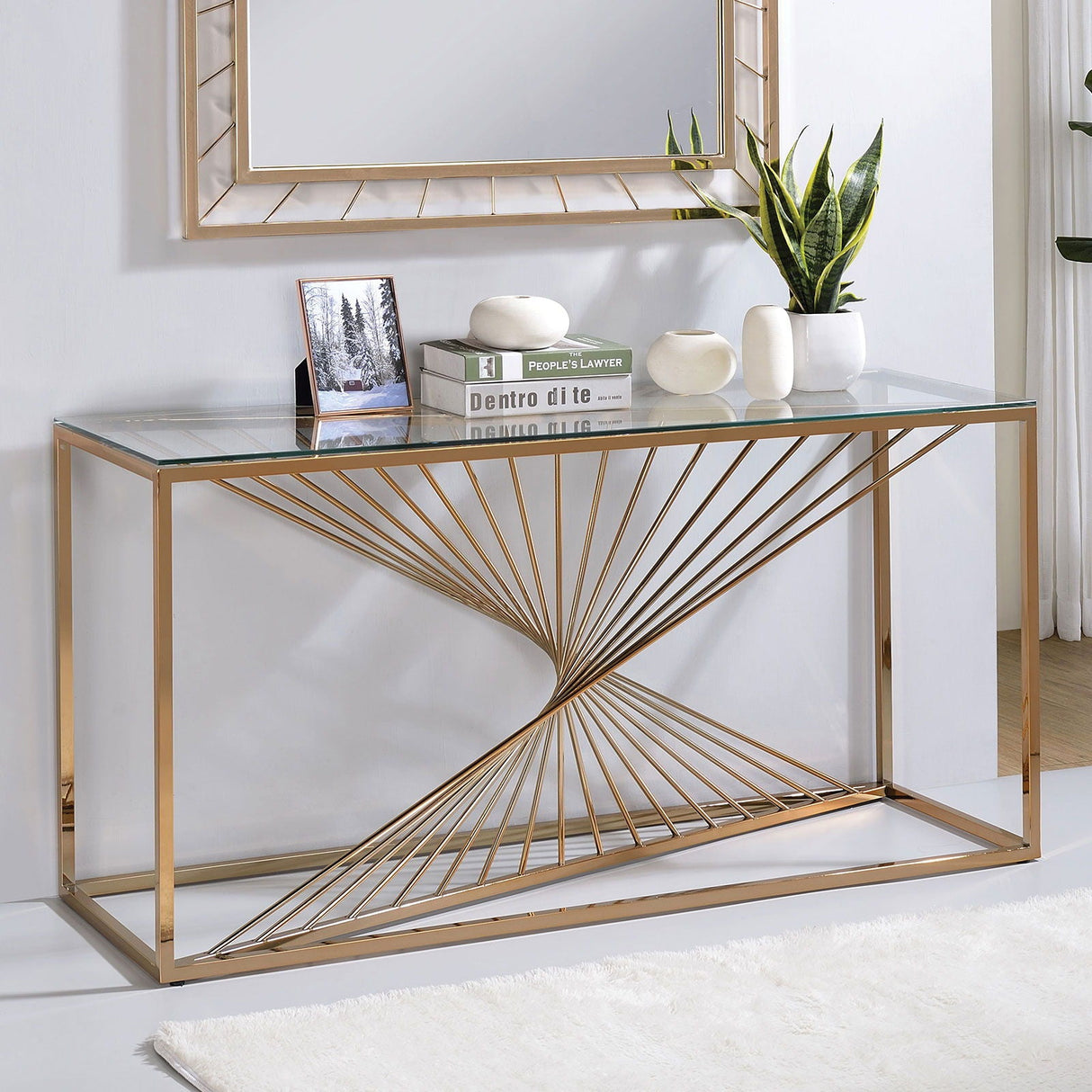 Furniture of America Sherbrooke - Sofa Table - Gold | Meri Furniture