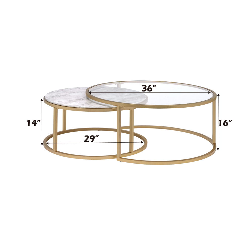 Shanish - Nesting Table Set - Faux Marble Top & Gold