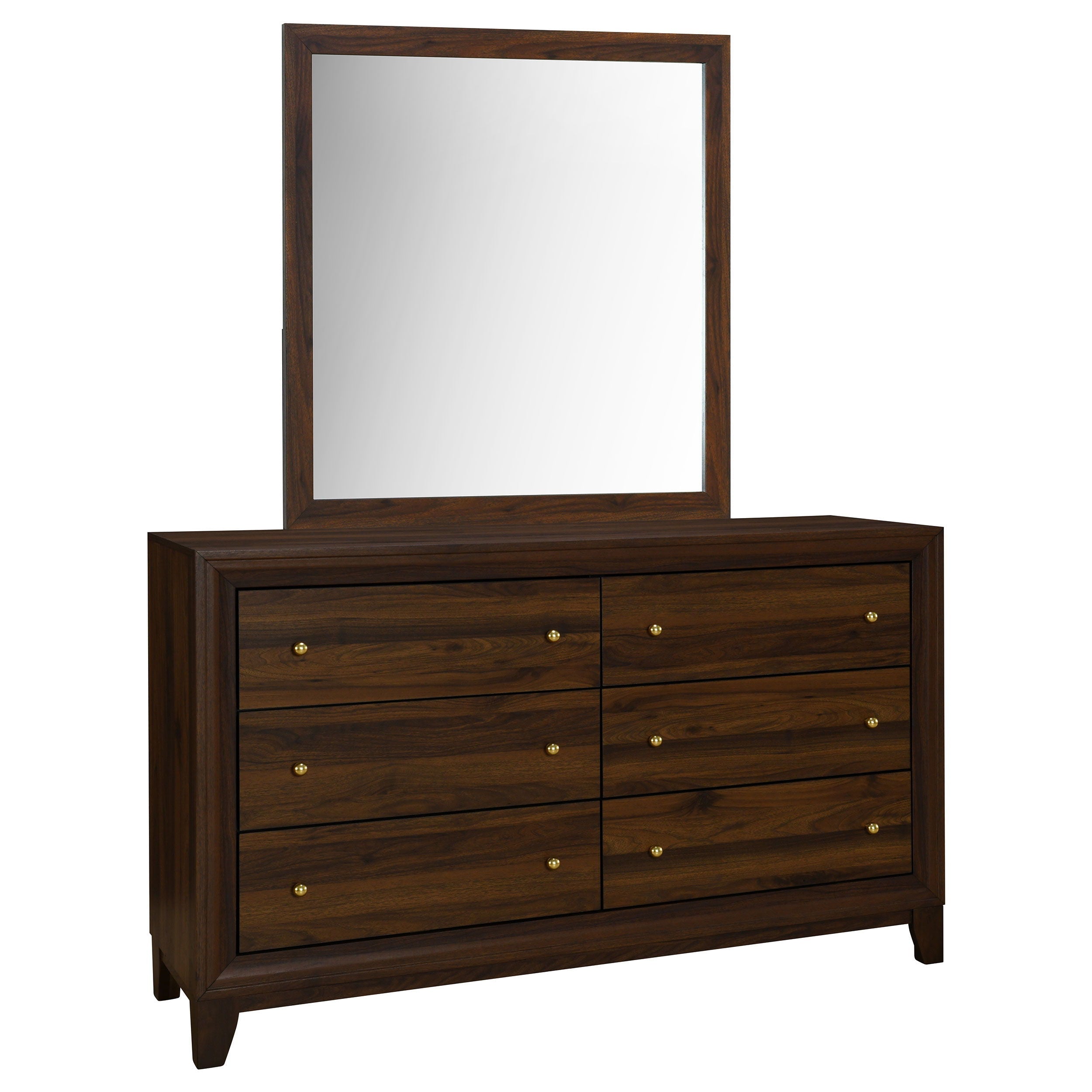 Coaster Fine Furniture Welsley - 6-Drawer Dresser And Mirror - Walnut | Meri Furniture