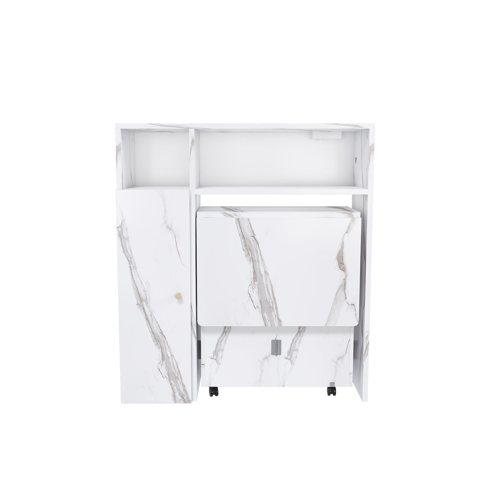 Multifunctional Folding Dining Table With Wall-Mounted Sideboard & Storage