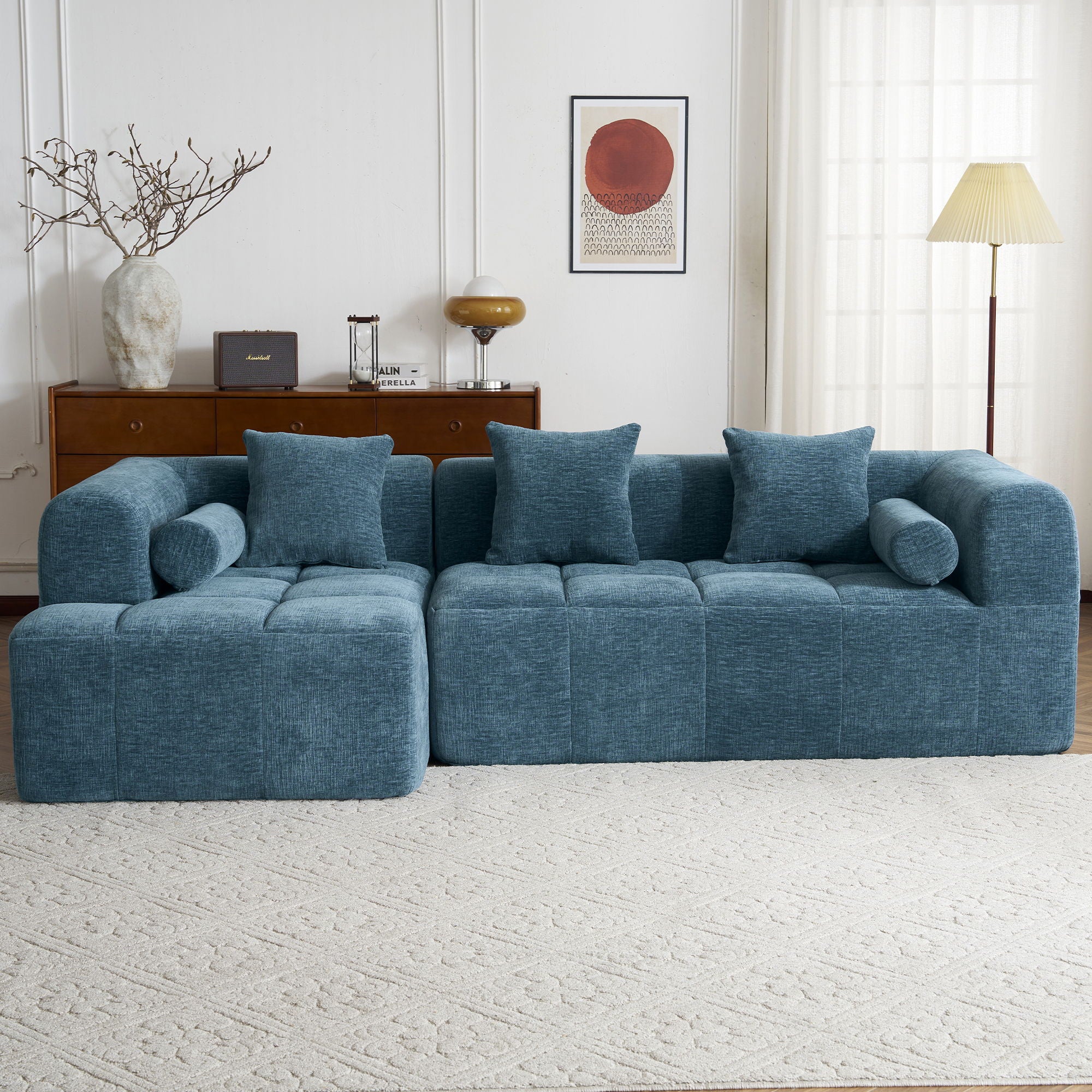 Sectional Free Combined Sofa With 2 Side Pockets