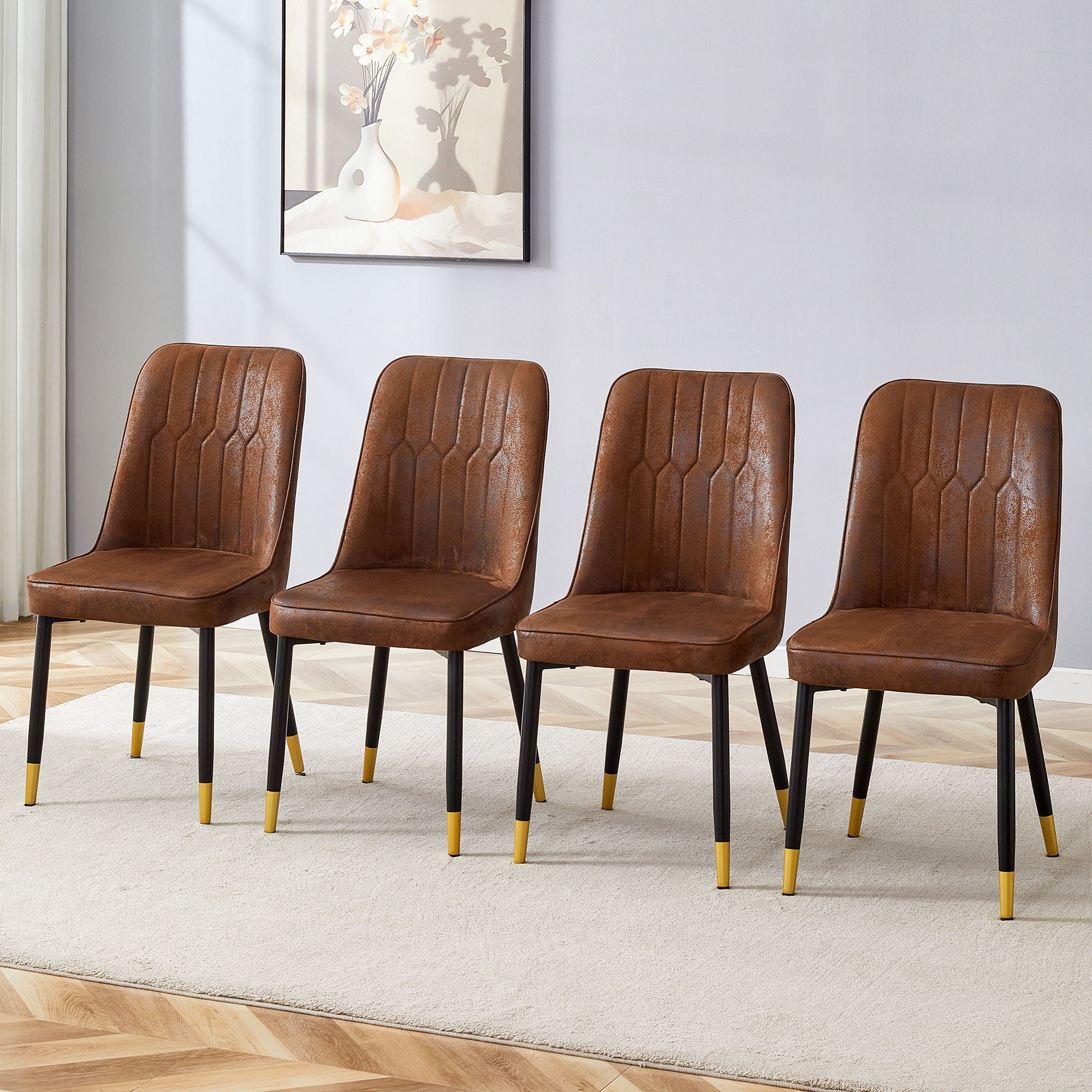 Modern Dining Chairs With Sleek Backrest And Metal Legs