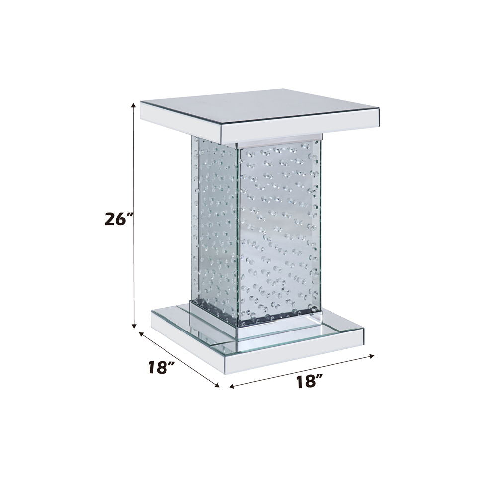 Nysa - 26" End Table - Mirrored & Faux Crystals