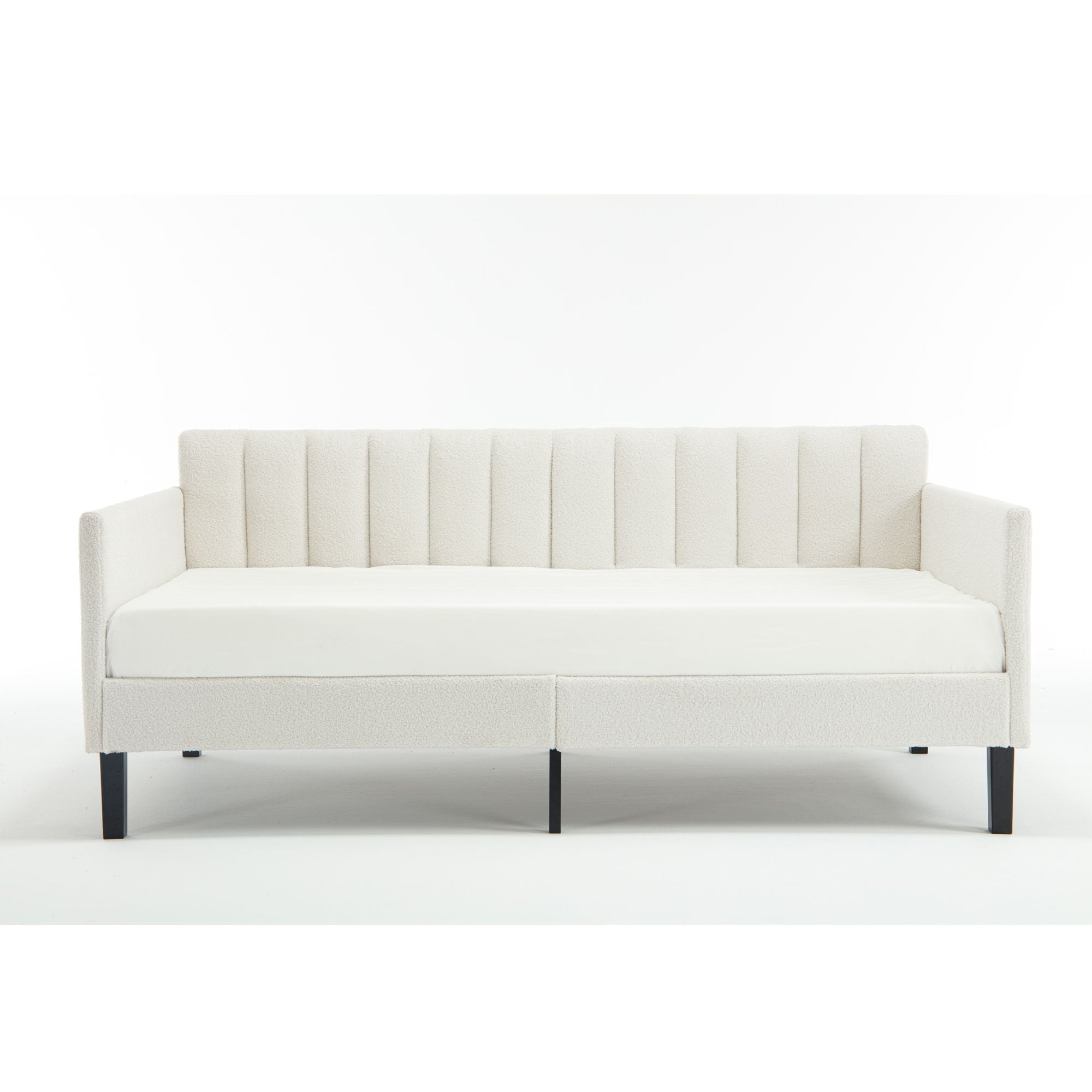 Elena - Boucle Upholstered Daybed, Ribbed Tufted Backrest