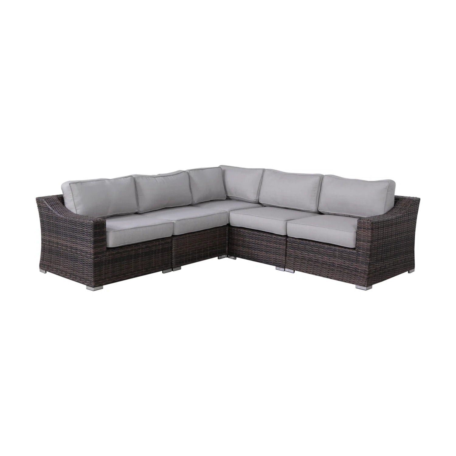 Contemporary Outdoor Rattan Wicker Sectional Seating Group With Cushions