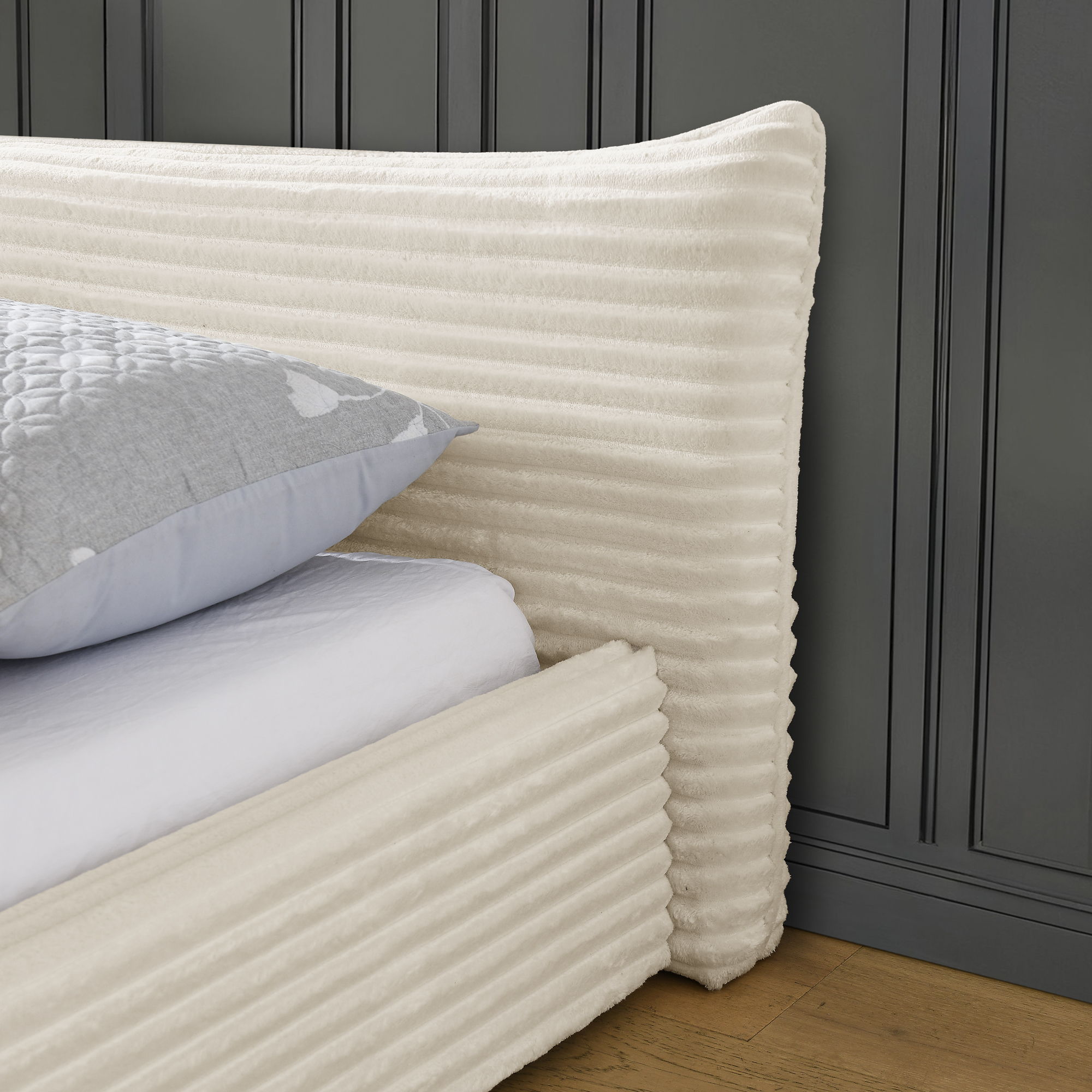 Modern Upholstered Bed Frame With Curved Headboard