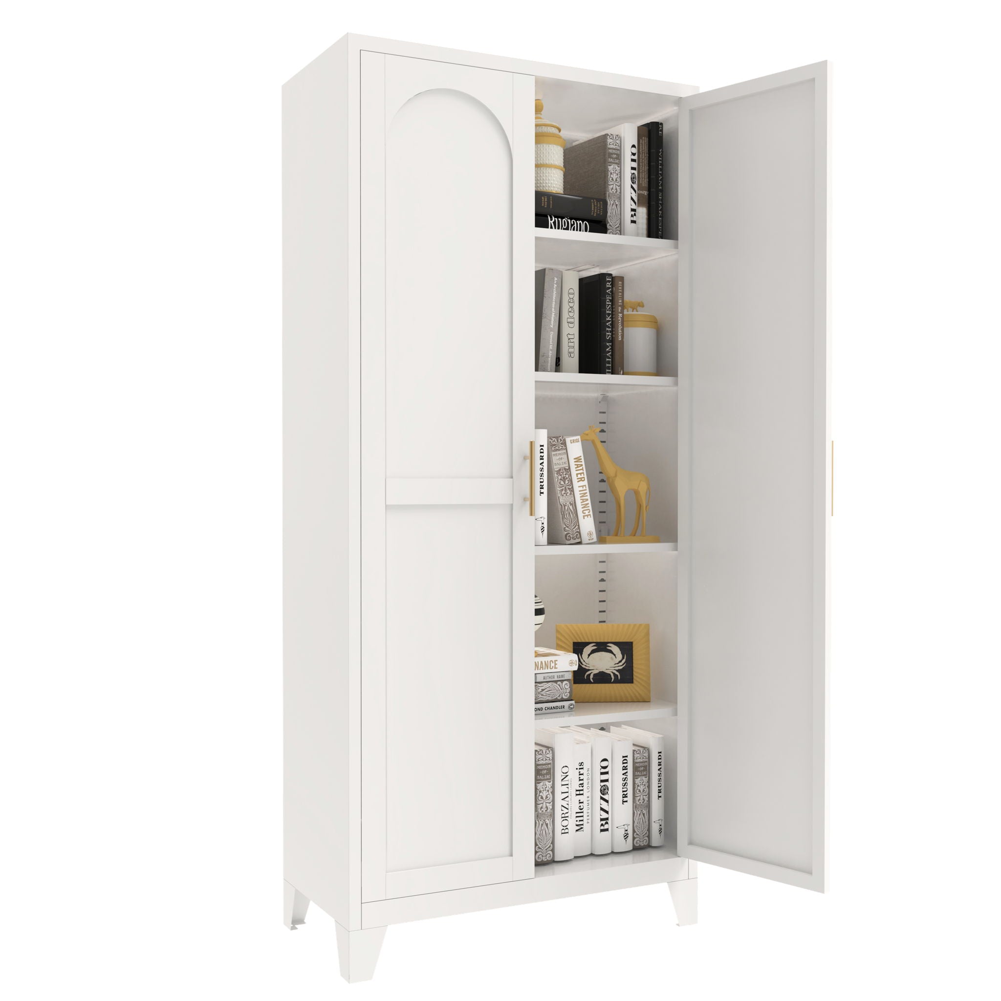 Shapely Doors Cabinet, Metal Storage Cabinet With Doors And Adjustable Shelves