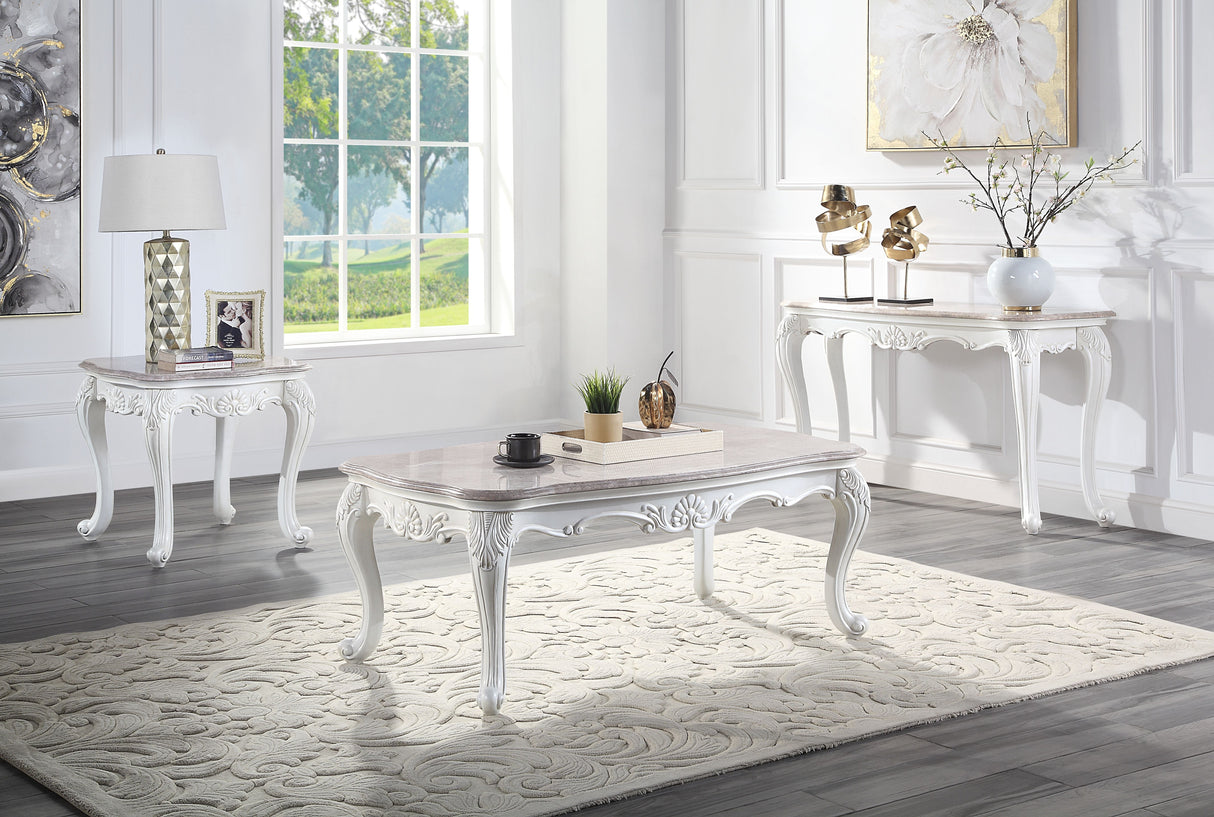 Ciddrenar - Accent Table - Marble Top & White Finish