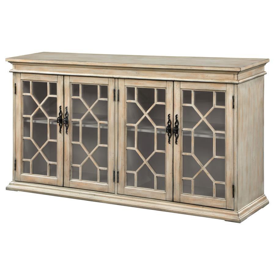 Coaster Fine Furniture Kiara - 4-Door Wood Lattice Storage Accent Cabinet | Meri Furniture