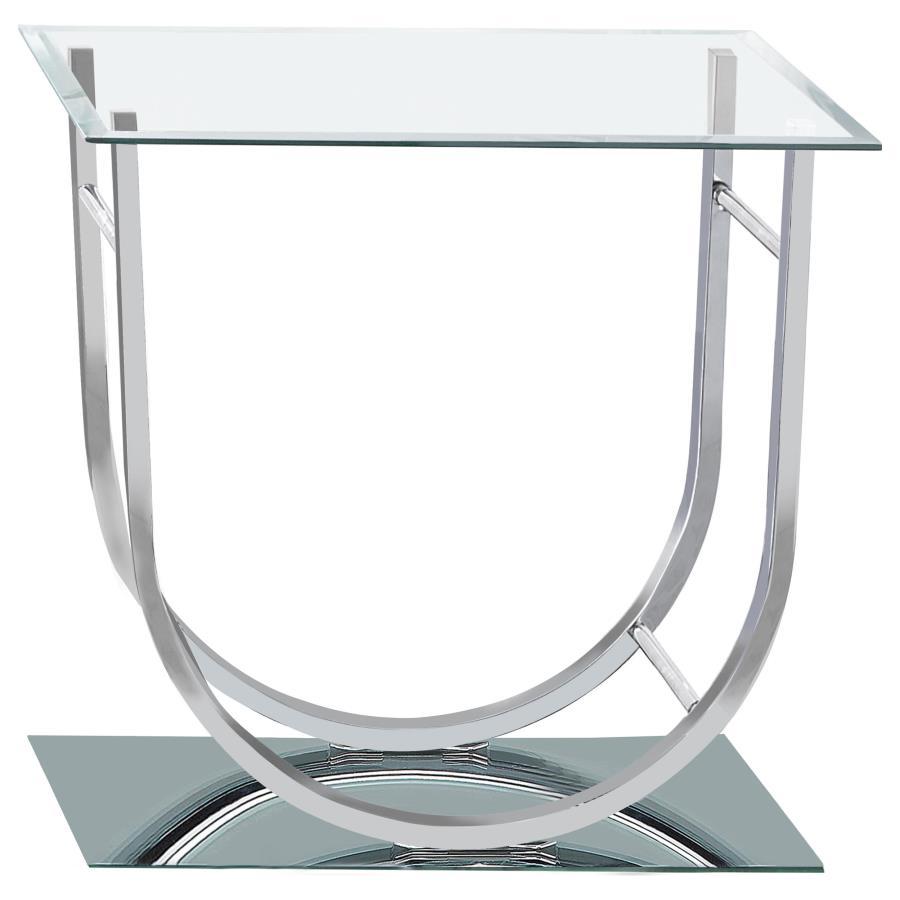 Coaster Fine Furniture Danville - Square U-Shaped Glass Top Side End Table - Chrome | Meri Furniture