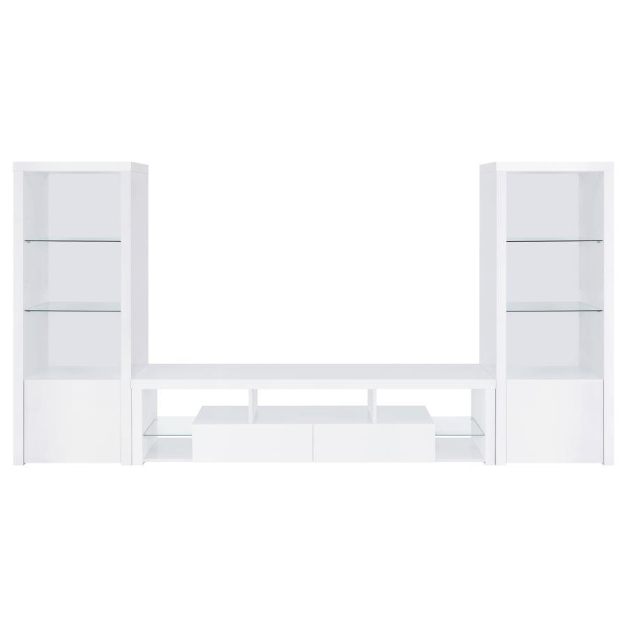 Coaster Fine Furniture Jude - 3 Piece TV Entertainment Center - White High Gloss | Meri Furniture