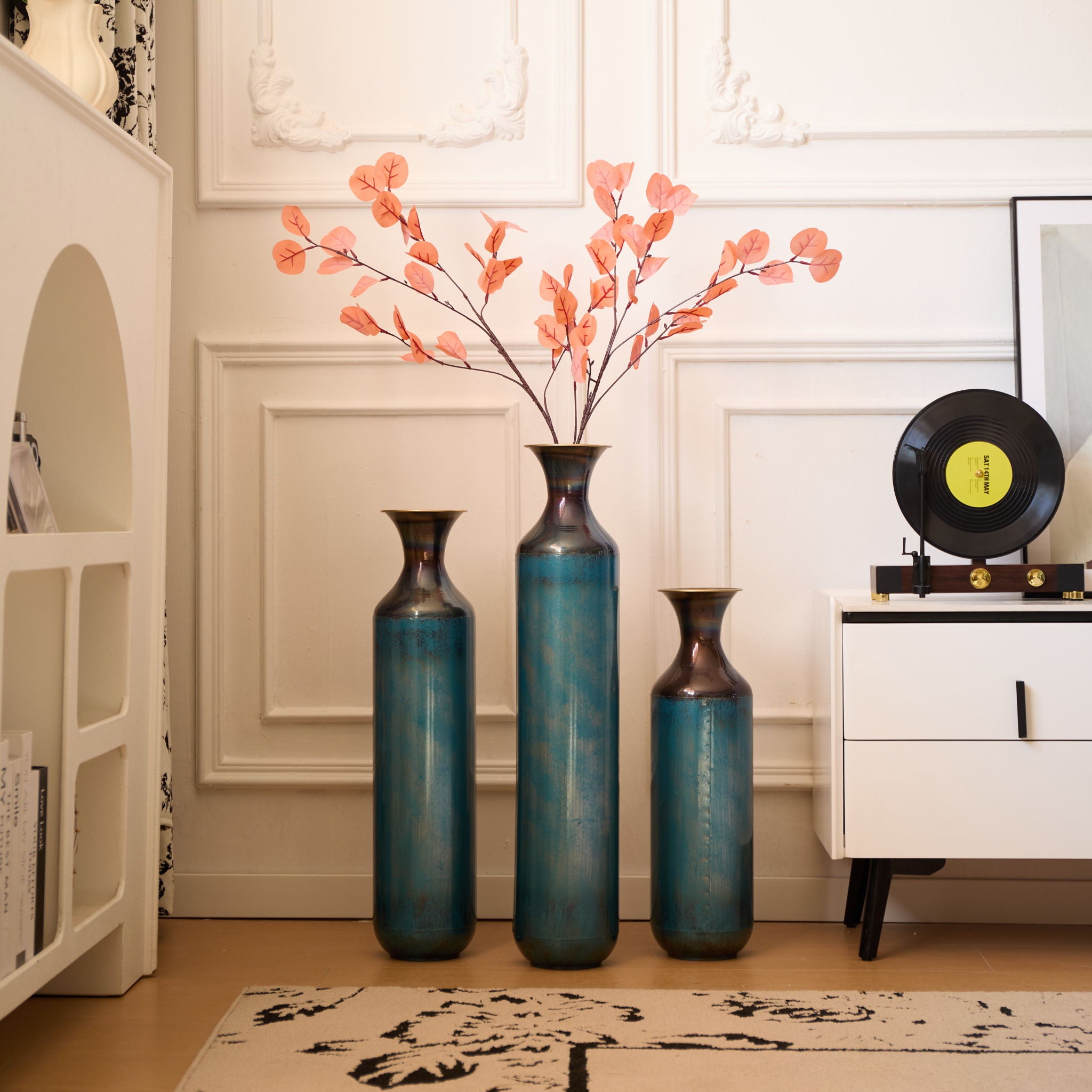 Modern Droplet Shaped Floor Vase Set, 3 Piece Home Decor