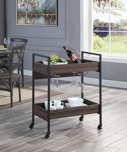 ACME Jerrick - Kitchen Island - Walnut & Black Finish | Meri Furniture