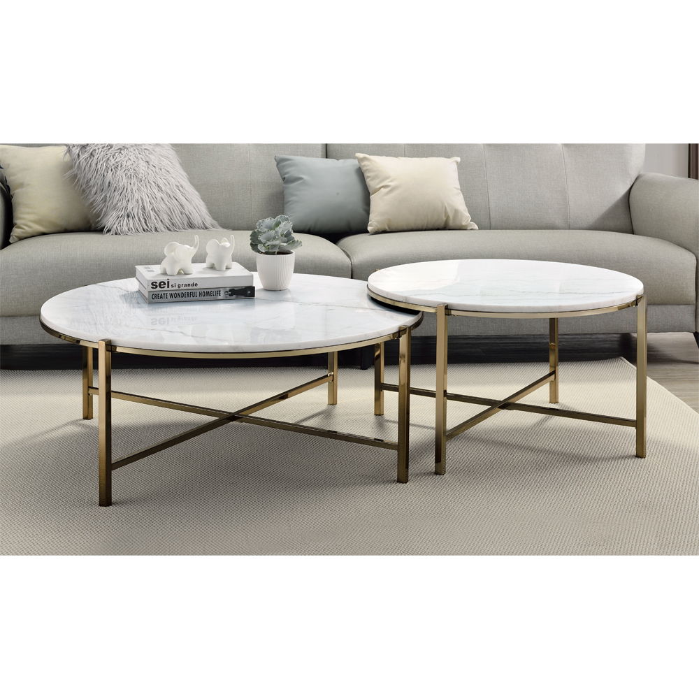 ACME Zaidee - Nesting Table Set - Champagne | Meri Furniture