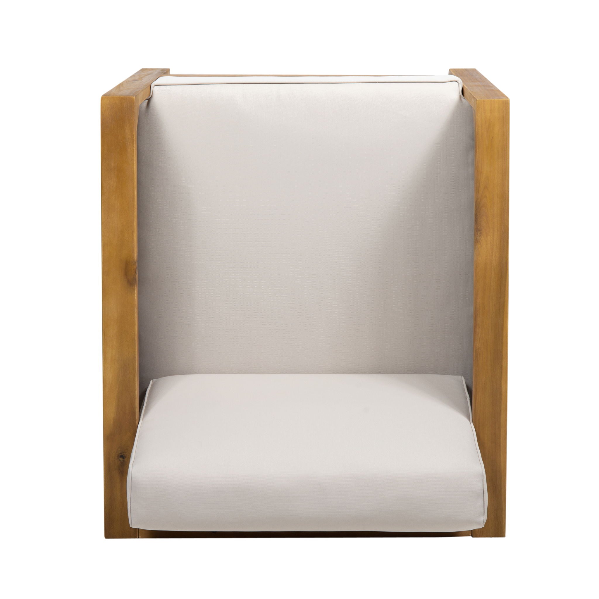 Outdoor Acacia Wood Club Chair With Wicker Accents