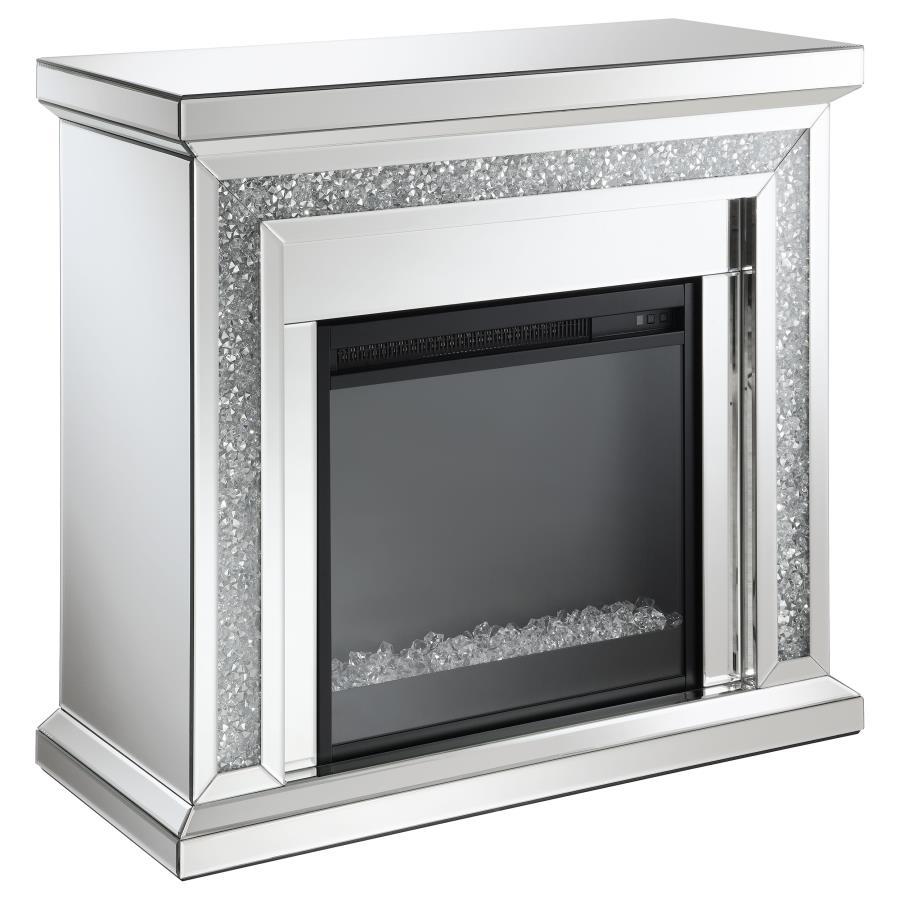 Coaster Fine Furniture Lorelai - Mirrored Freestanding Electric Fireplace - Silver | Meri Furniture