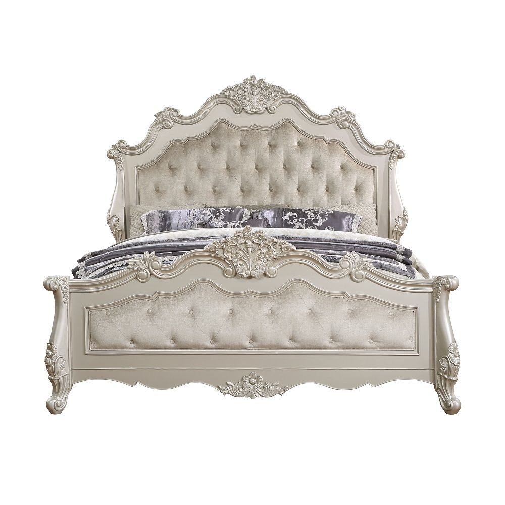 ACME Exclusive Design Box Spring Required Padded Headboard & Footboard Button Tufted Drawer: Dovetail, Full Extension, Metal Side Glide, Safety Stop Included | Meri Furniture