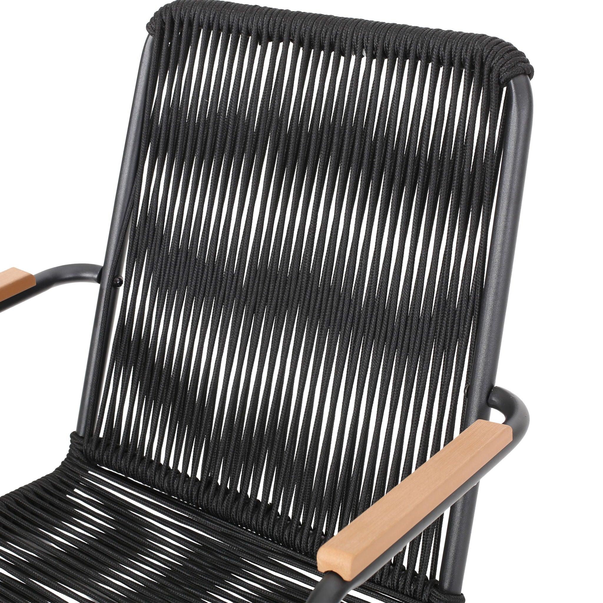 Moonstone - Outdoor Club Chair Set With Rope Weave Design - Black