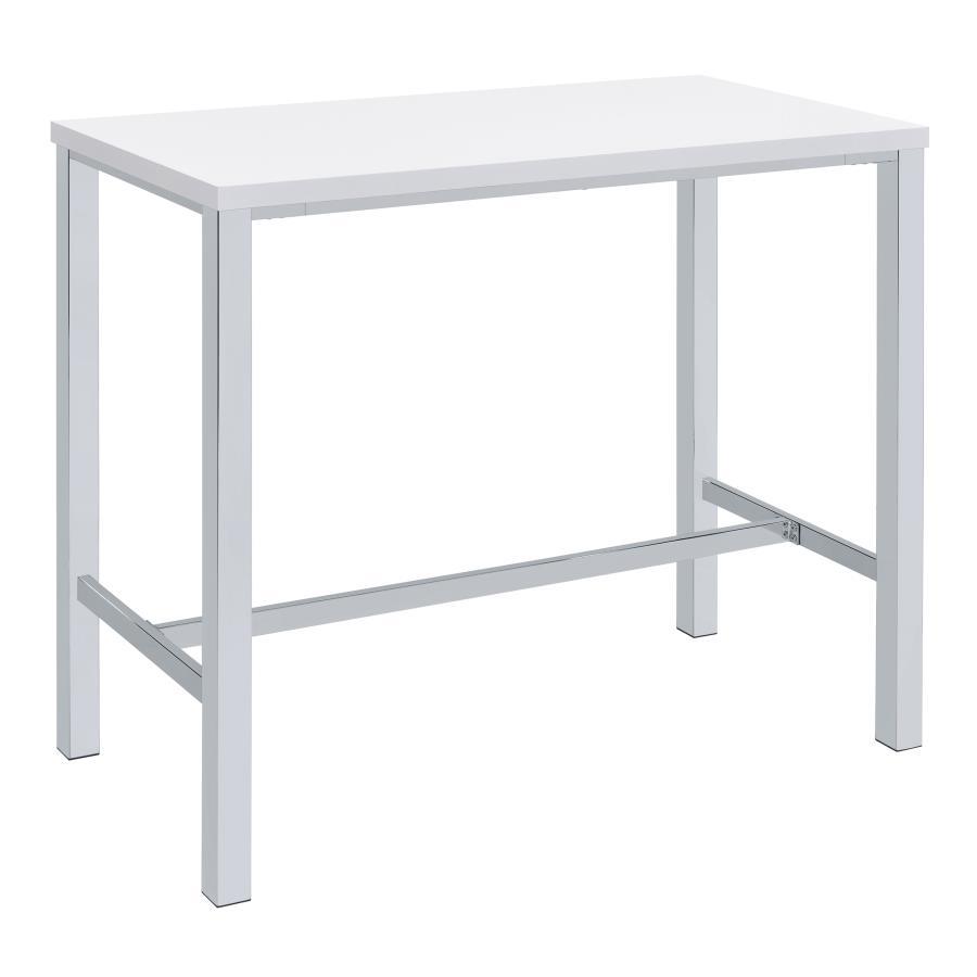 Coaster Fine Furniture Natividad - 5 Piece Pub Height Bar Table Set - White High Gloss | Meri Furniture