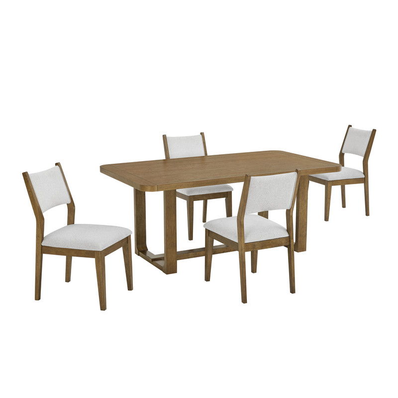 Darla 5Pc 72" Rectangular Walnut Oak Finish Sled Dining Set