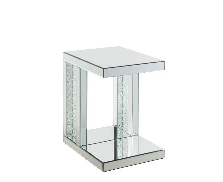 ACME Nysa - Accent Table - Mirrored & Faux Crystals Inlay - 24" | Meri Furniture