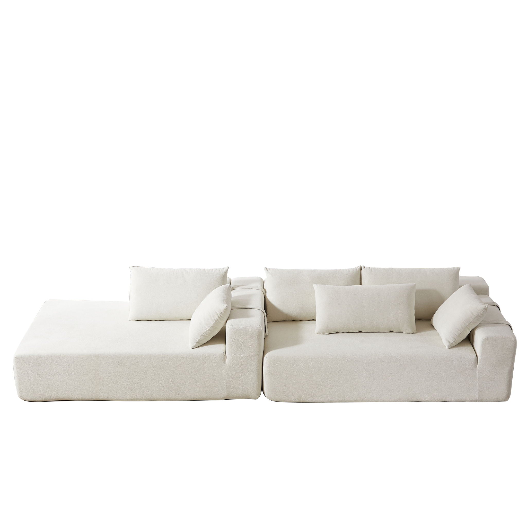 Modern Chenille Upholstered Sectional Sofa Couch Set With 6 Pillows,Free Combination
