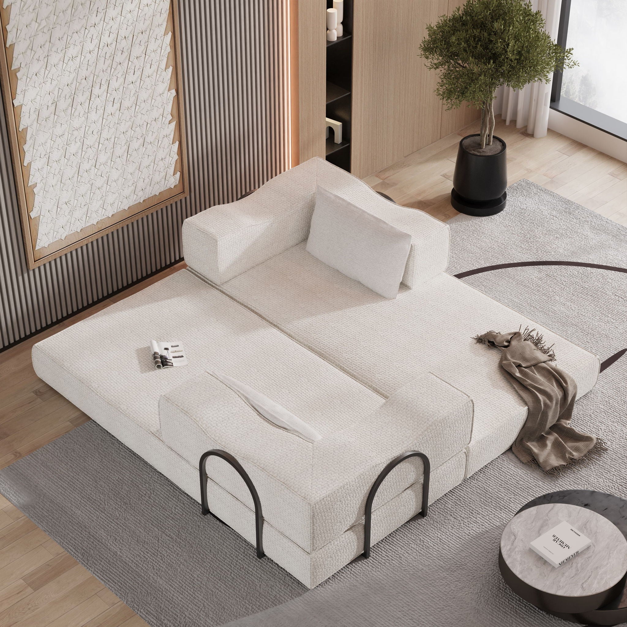 3 Seat Folding Floor Couch & King Size Bed Mattress