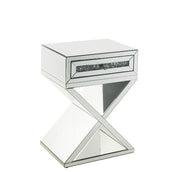 ACME Noralie - Accent Table X-Shaped Base - Pearl Silver - Wood | Meri Furniture