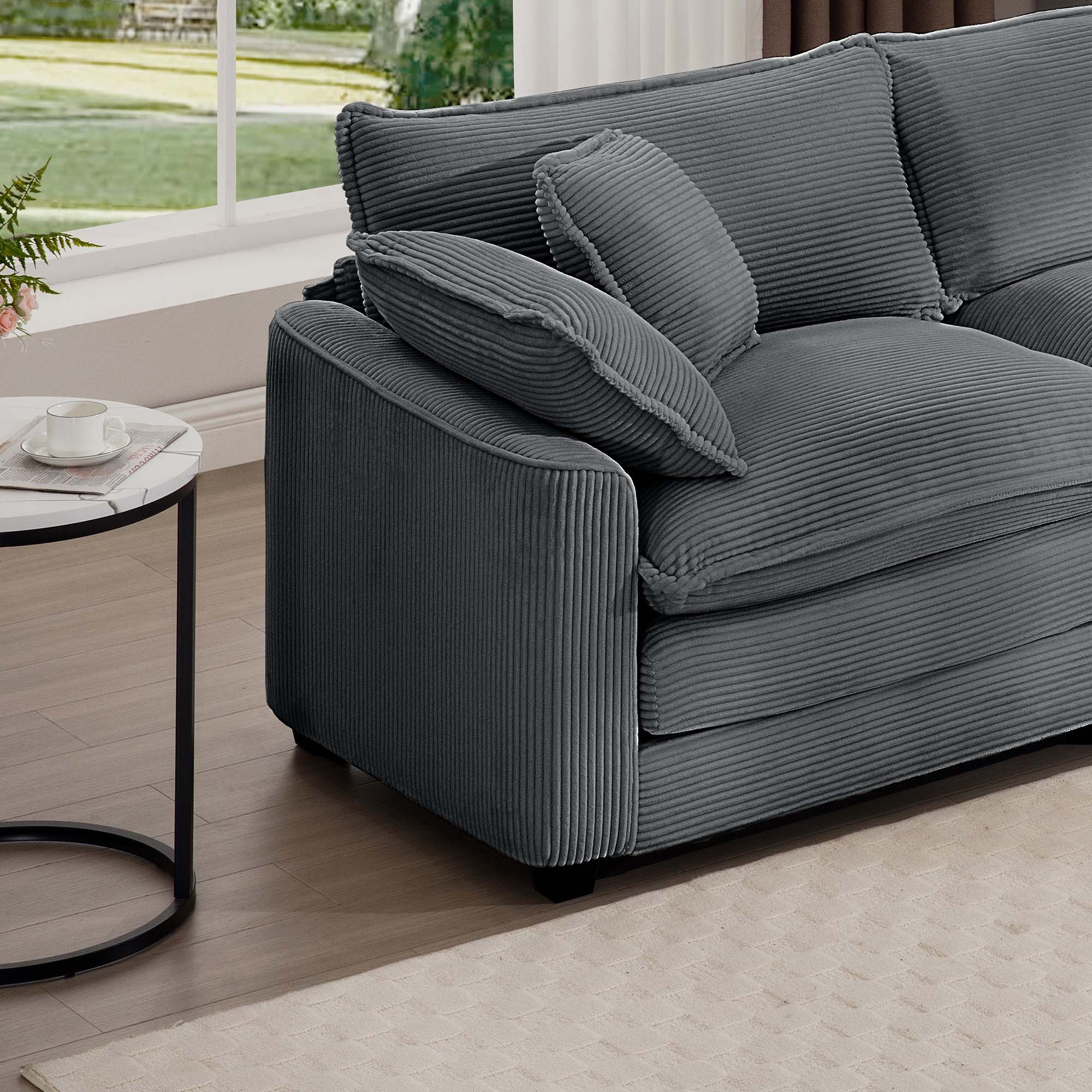 Modern Classic Fabric Single Chair Deep Seat Sofa With Pillow