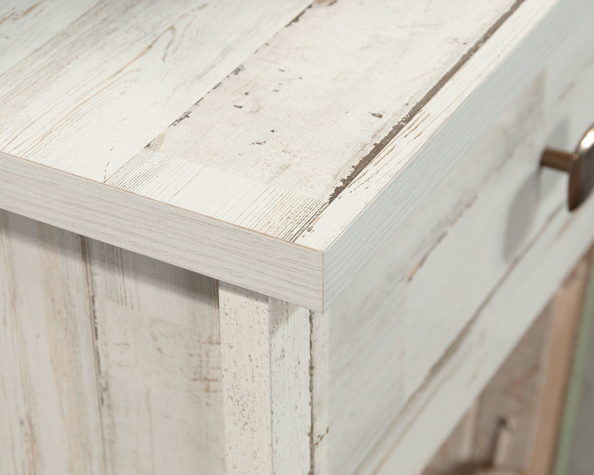 Rustic Night Stand with Drawer in White Plank