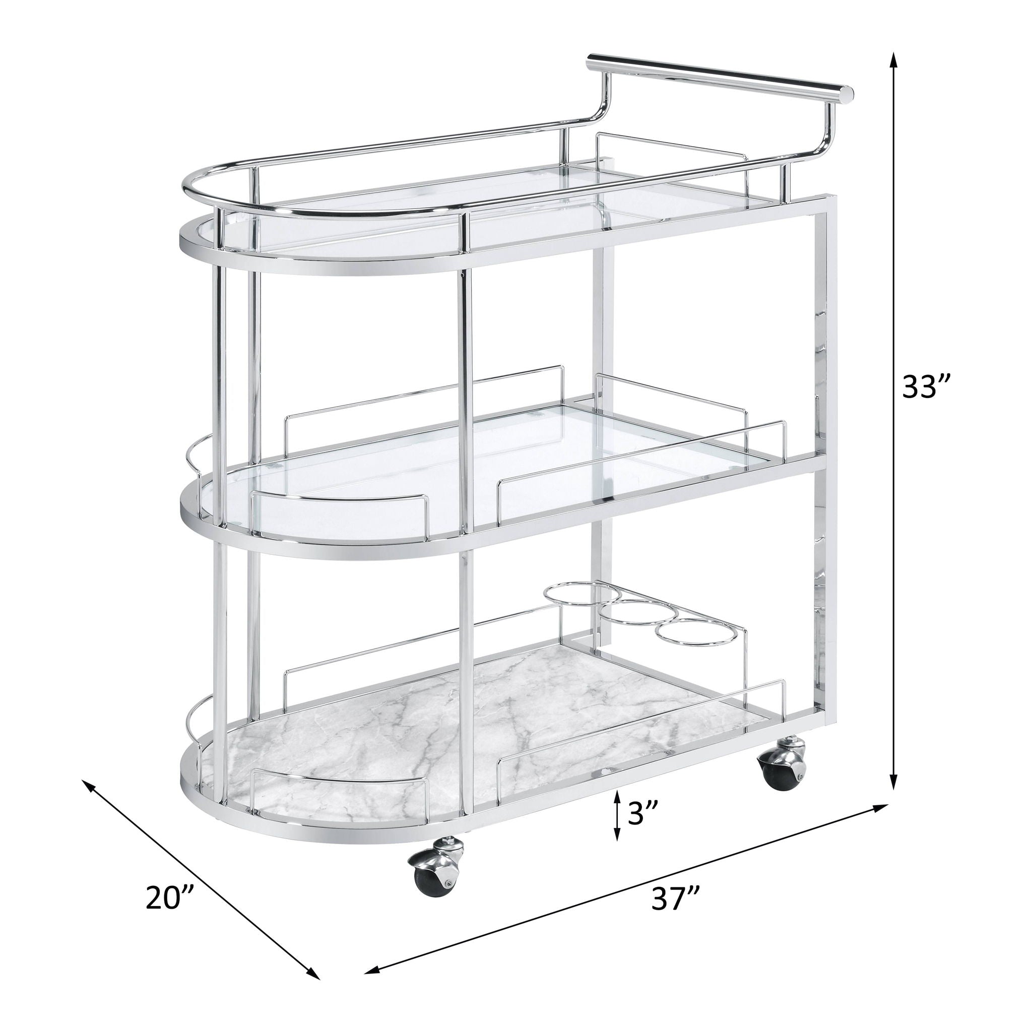 Inyo - Serving Cart - Clear Glass & Chrome