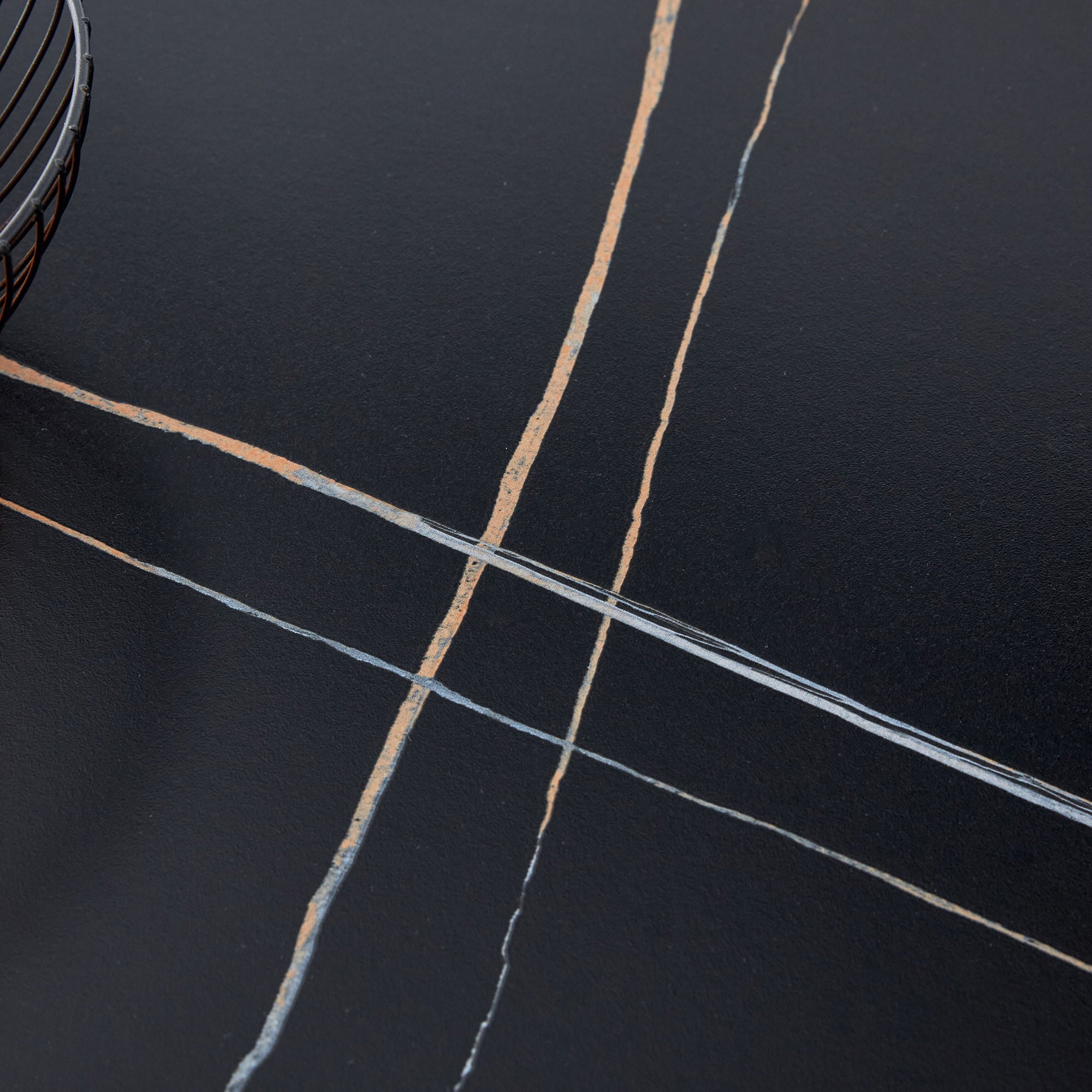 Marble Patterned Slab Dining Table With Steel Butterfly Legs