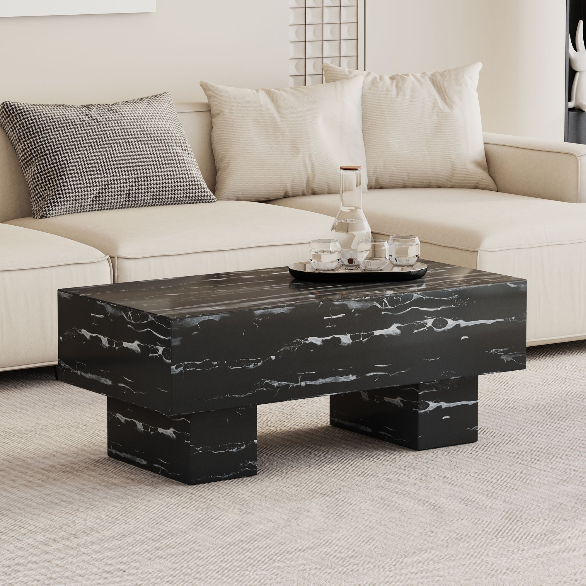 Modern Simple Marble Texture Coffee Table